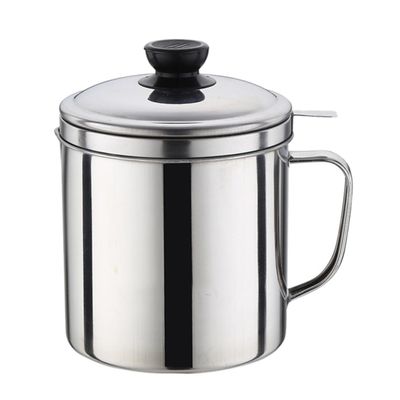 1pc Stainless Steel Oil Filter Pot Strainer for Grease Storage Practical Oil Container Lid for Cooking Fat Style