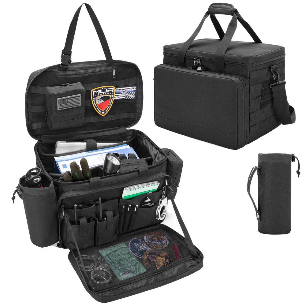 Trunab Patrol Bag Law Enforcement, Police Duty Bag, Car Front Seat Organizer Compatible with 15.6 Laptop, Multiple Compartment, Molle Webbing, Removable Strap, Detachable Kettle Bag