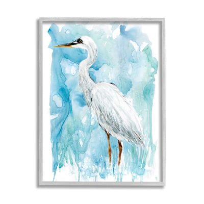 Stupell Industries Whooping Crane Solemn Still Life Blue Marsh Water