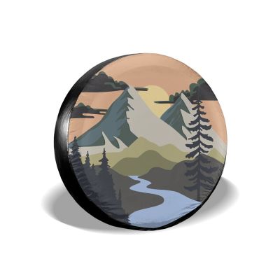 Camper Spare Tire Cover Mountain Adventure Wheel Protectors Tyre Covers Weatherproof Wheel Covers Universal Fit for Trailer Rv SUV Truck Camper Travel Trailers 15"