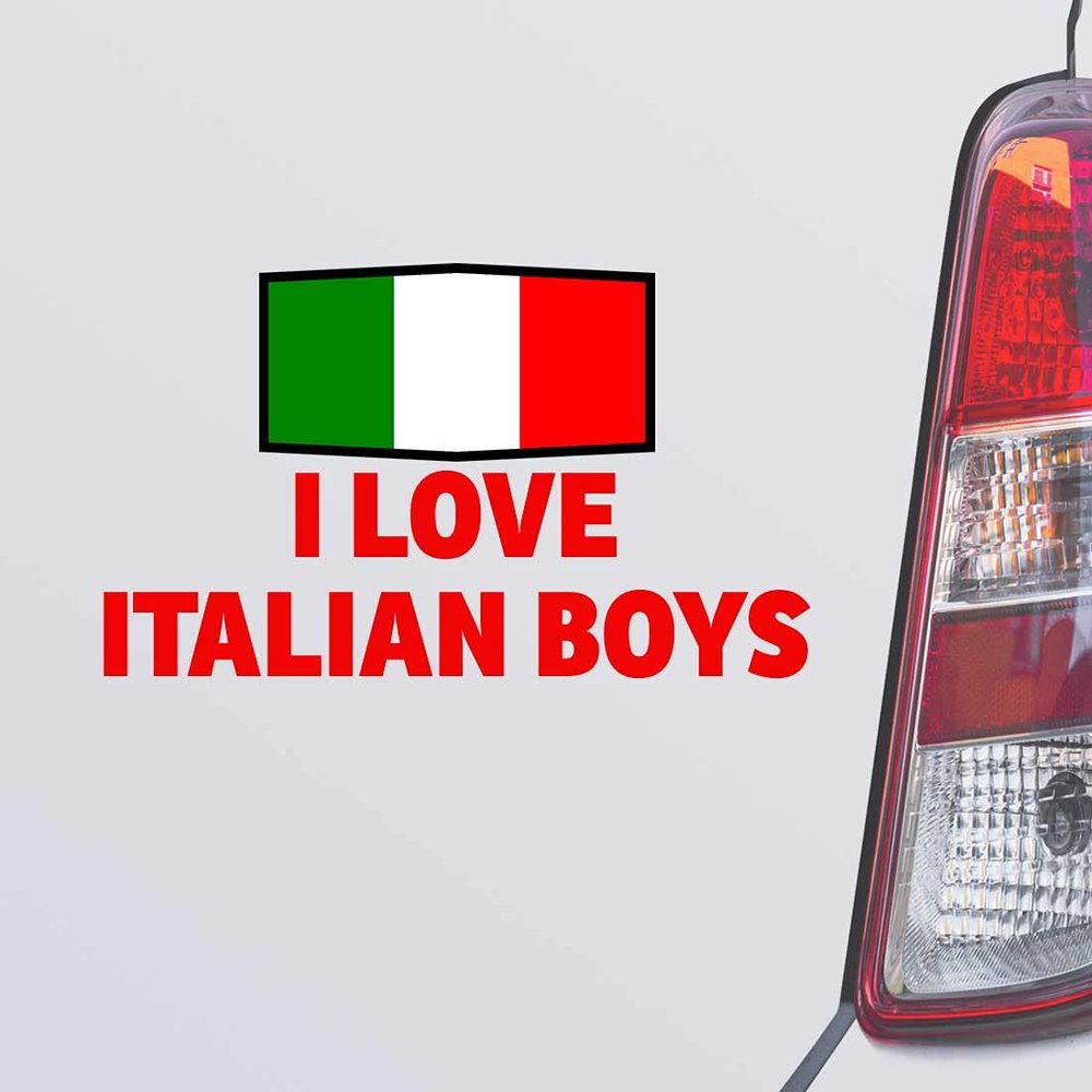 Custom Brother - I Love Italian Boys Italy Italian Flag Red Color Car Laptop Wall Bumper Decal Sticker, DesD44