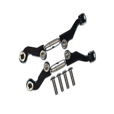 GPM For Losi 1/18 Mini-T 2.0 2WD Stadium Truck Upgrade Parts Aluminum + Stainless Steel Adjustable Front Steering Tie Rod - 6Pc Set Black