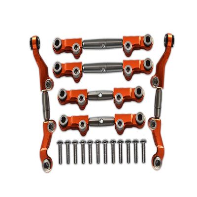 GPM for Losi 1/18 Mini-T 2.0 2WD Stadium Truck Upgrade Parts Aluminum + Stainless Steel Adjustable Tie Rods - 18Pc Set Orange