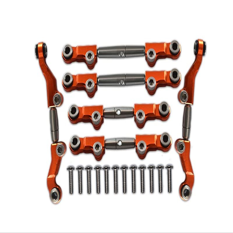 GPM for Losi 1/18 Mini-T 2.0 2WD Stadium Truck Upgrade Parts Aluminum + Stainless Steel Adjustable Tie Rods - 18Pc Set Orange