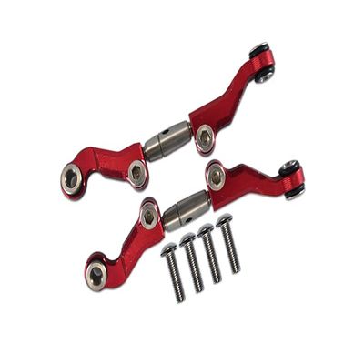 GPM For Losi 1/18 Mini-T 2.0 2WD Stadium Truck Upgrade Parts Aluminum + Stainless Steel Adjustable Front Steering Tie Rod - 6Pc Set Red