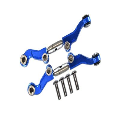 GPM For Losi 1/18 Mini-T 2.0 2WD Stadium Truck Upgrade Parts Aluminum + Stainless Steel Adjustable Front Steering Tie Rod - 6Pc Set Blue