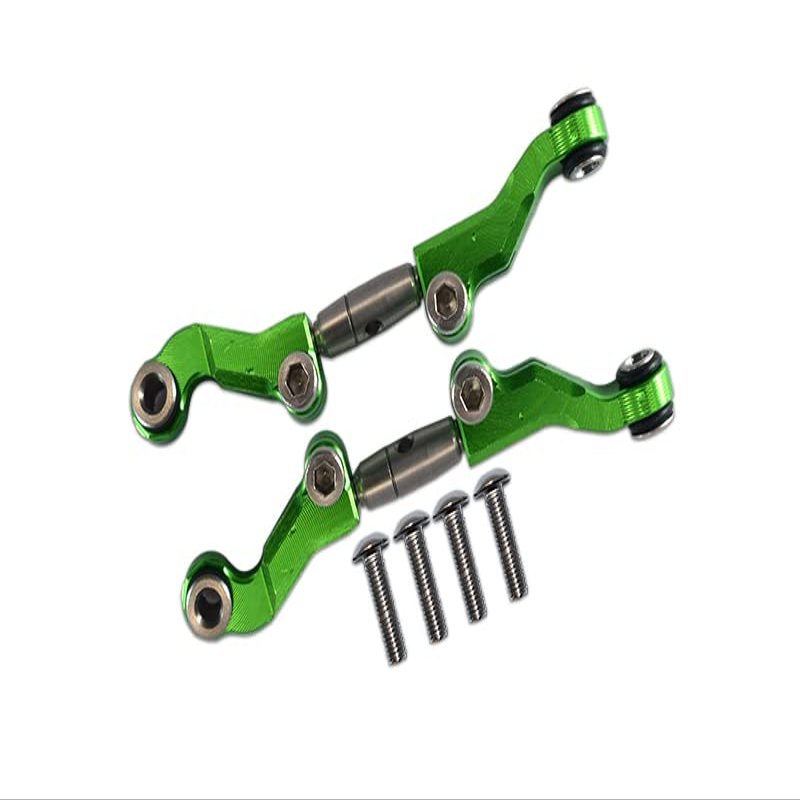 GPM For Losi 1/18 Mini-T 2.0 2WD Stadium Truck Upgrade Parts Aluminum + Stainless Steel Adjustable Front Steering Tie Rod - 6Pc Set Green