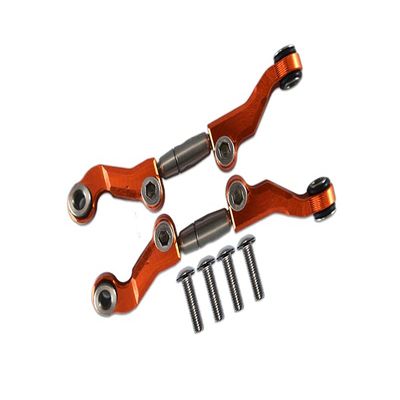 GPM For Losi 1/18 Mini-T 2.0 2WD Stadium Truck Upgrade Parts Aluminum + Stainless Steel Adjustable Front Steering Tie Rod - 6Pc Set Orange