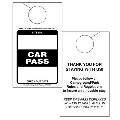 Car Pass Parking Permit Rearview Mirror Hang Tag for Campgrounds RV Parks Trailers Campers Site Tags (White, 1000)