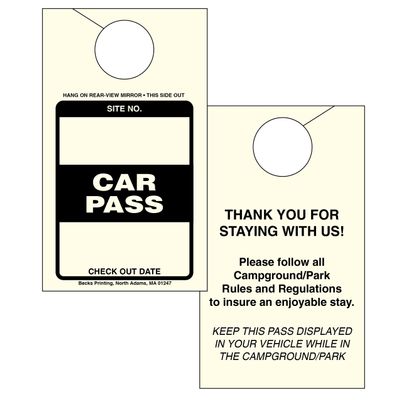 Car Pass Parking Permit Rearview Mirror Hang Tag for Campgrounds RV Parks Trailers Campers Site Tags (Cream, 1000)