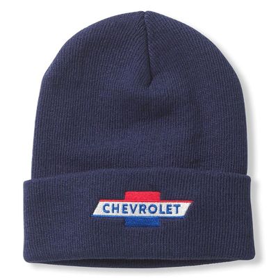 AMERICAN NEEDLE Chevrolet Unisex Cuffed Beanie Warm Headwear, Cuffed Knit Collection, Navy (21019A-CHEVY-NAVY)
