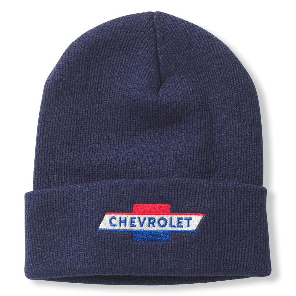 AMERICAN NEEDLE Chevrolet Unisex Cuffed Beanie Warm Headwear, Cuffed Knit Collection, Navy (21019A-CHEVY-NAVY)