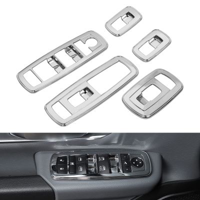 Voodonala Window Lift Switch Power Window Control Regulator Button Embellishment Trim 2018-2025+ Dodge RAM Interior Accessories ABS Chrome 5PCS