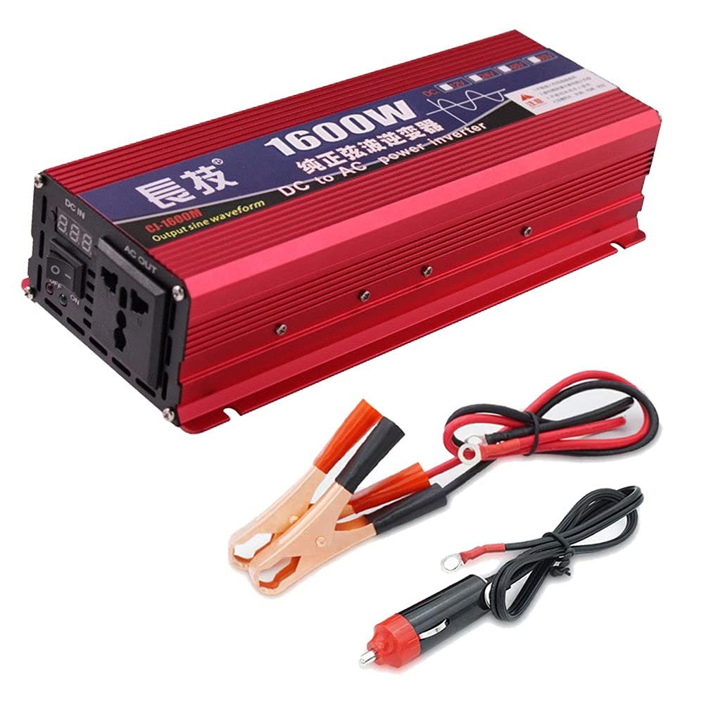 ZWJABYY Inverter,2200W/1600W Pure Sine Wave Inverter,Car Inverter Dc 12V/24V to Ac 110V/220V Power Bank with Ac Outlet LCD Digital Display Power Converter,1600W-12Vto220V
