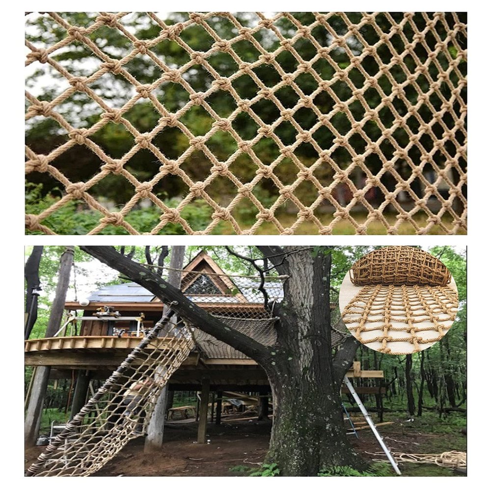 Safety Net Treehouse Climbing Cargo Rope Ladder Truck Trailer Heavy Duty Rope Netting Balcony Banister Stair Protection Fence Decor Mesh Grid 10cm (Size : 1 * 1m(3 * 3ft))