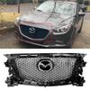 Syon Auto FITS 2017-2018 MAZDA 3 GLOSSY BLACK HONEYCOMB FRONT GRILL REPLACEMENT W/ EMBLEM view 1