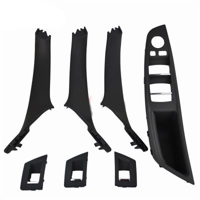 DKEKE 4/7PCS Right Hand Drive RHD for BMW 5 Series F10 F11 520 525 Black Car Interior Door Handle Inner Panel Pull Trim Cover Armrest DKEKE (Color : Black 7Pcs)