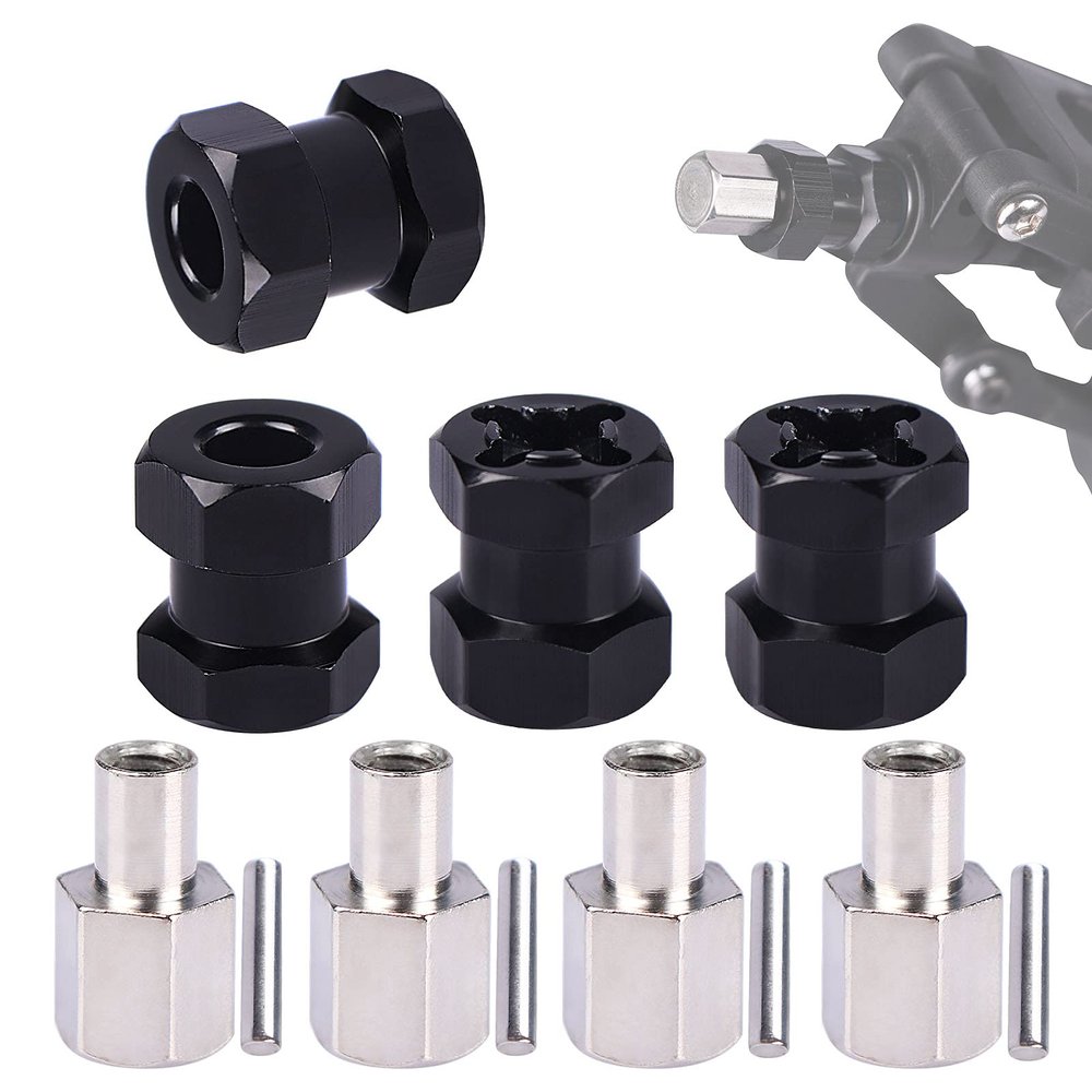 AIMROCK 12mm Hex Hub Extension RC Wheel Spacer 15mm Offset for 1/10 SCX10 SCX10 II Wraith Gen7 Gen8 D90 Crawler Truck Upgrades (Black, 15mm)