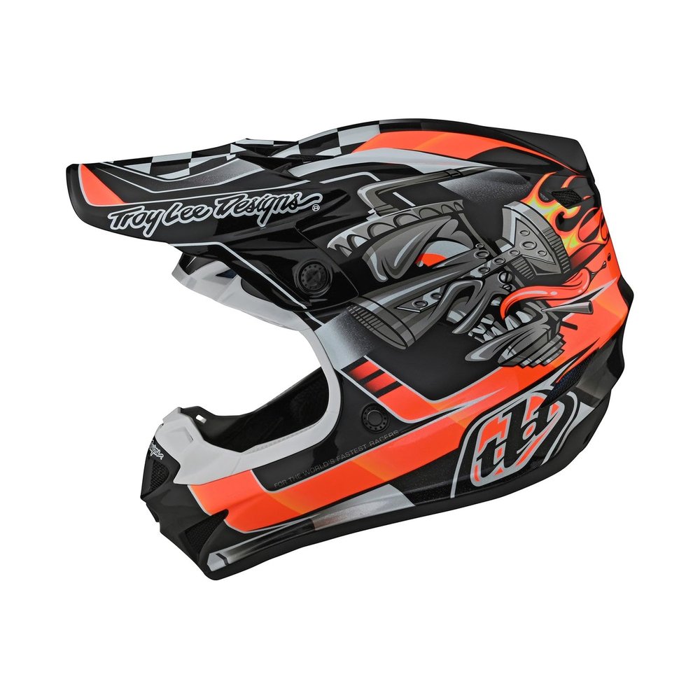 Troy Lee Designs SE4 Polyacrylite Adult Motocross Off-Road Dirt Bike Helmet with MIPS, Carb, Black, Large