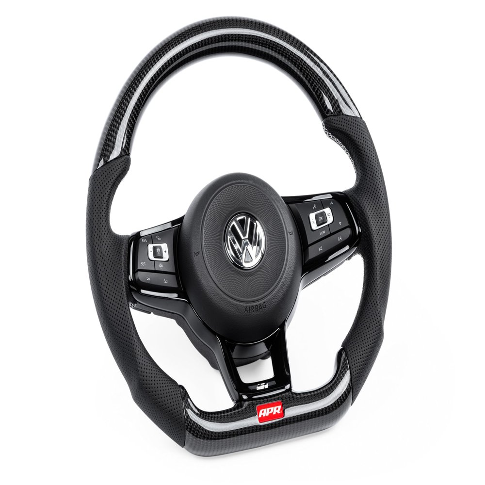 APR MS100206 Steering Wheel - Carbon Fiber/Leather - Silver