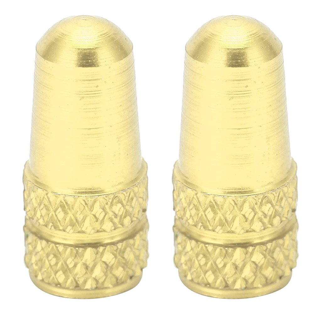 2-Piece Aluminum Alloy French Valve Stem Dust Cover for Bicycle, Mountain Bike Tire Protection, Golden