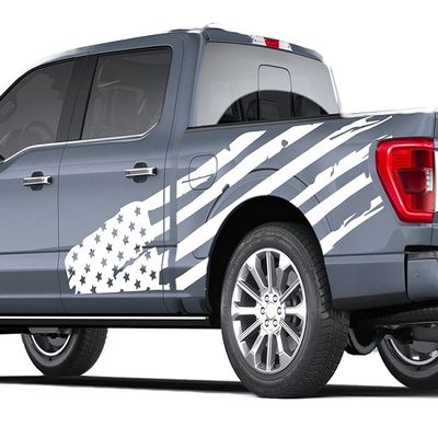 Flag Bed Graphics Vinyl Decals Compatible with Ford F150 (White)