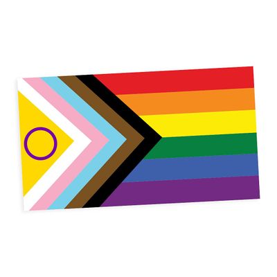 Applicable Pun Intersex Inclusive Progress Pride Flag LGBTQIA POC Transgender Flag - Vinyl Decal Sticker 2 inch (2 Pack)