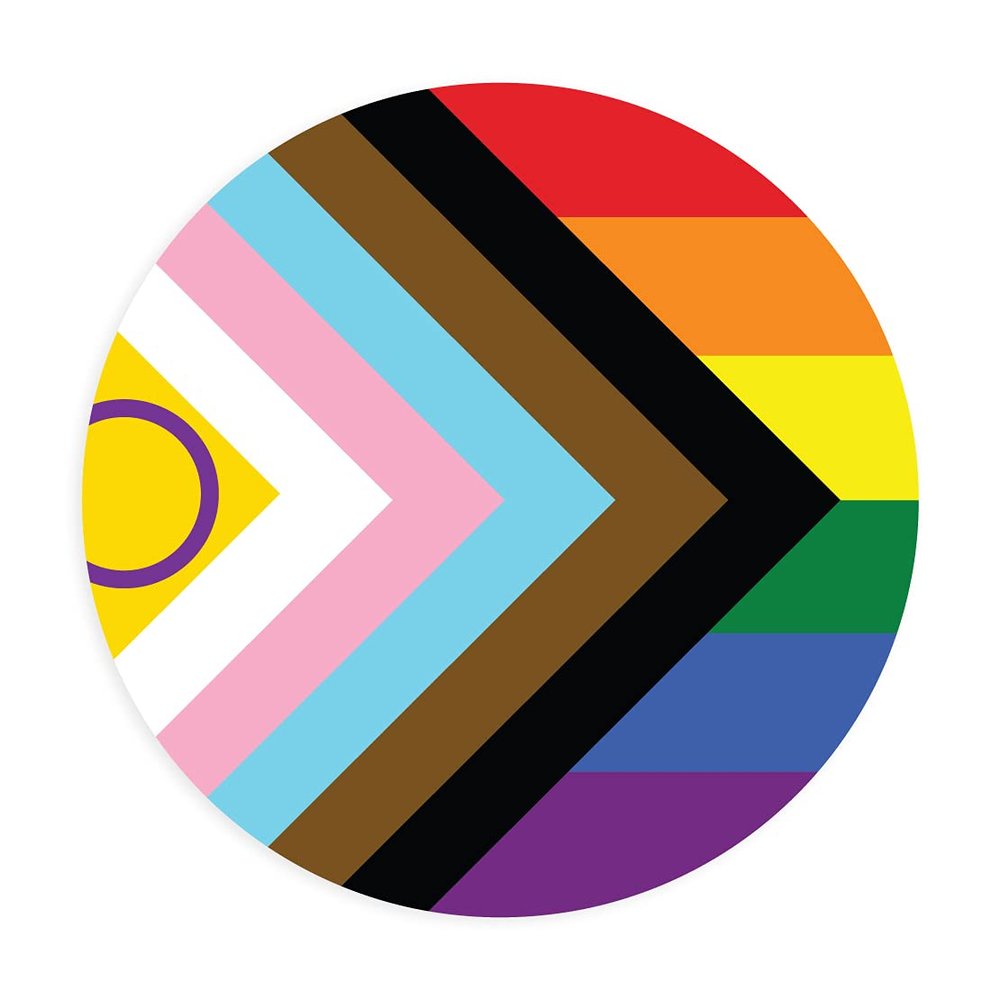 Applicable Pun Circle Intersex Inclusive Progress Pride Flag LGBTQIA POC Transgender Flag - Vinyl Decal Sticker 2 inch (2 Pack)