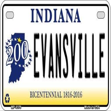 Indiana Evansville Novelty Metal Motorcycle Plate MP-6379