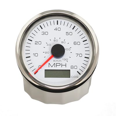 ELING 85mm GPS Speedometer Gauge Speedo 0-80 MPH with Course for Marine Car Motorcycle 12V 24V (White+Stainless Steel)