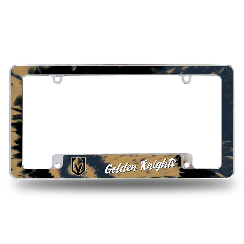 NHL Hockey Vegas Golden Knights Tie Dye 12" x 6" Chrome All Over Automotive License Plate Frame for Car/Truck/SUV