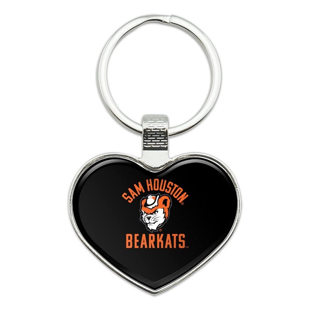 Sam Houston State University Bearkats Keychain Heart Love Metal Key Chain Ring