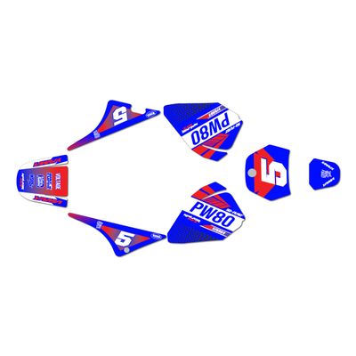 Kalair GFX Graphics Kit for YAMAHA PW80 (All Years) TURBO Series Blue-red 16 Mil - On/Off the Road - Dirt pit bike motorcycle sticker, dirtbike racing decal motocross accessories no-plastics