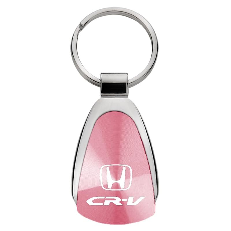 AU-TOMOTIVE GOLD Tear Drop Metal Key Ring for Honda CR-V (Pink)