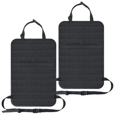 IronSeals 2 Pack Car Seat Back Organizer, Tactical Molle Panel Sag Proof Vehicle Seat Cover Protector Nylon Car Seat Back Hanger Bag Pad