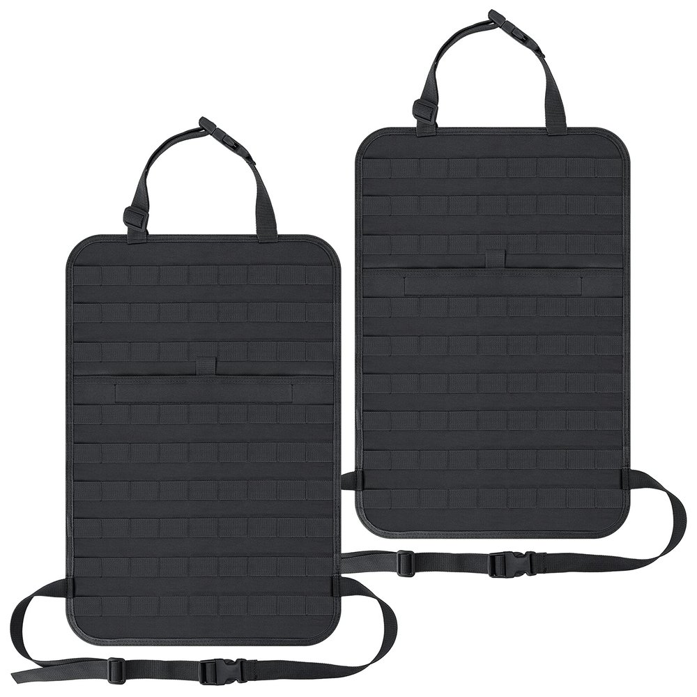 IronSeals 2 Pack Car Seat Back Organizer, Tactical Molle Panel Sag Proof Vehicle Seat Cover Protector Nylon Car Seat Back Hanger Bag Pad