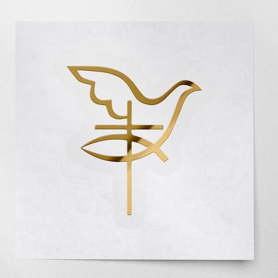 2 Pcs - ANGDEST Club Decal Stickers of Dove Cross (Metallic Gold) Premium Waterproof Vinyl Decal Stickers for Laptop Phone Accessory Helmet Car Window Mug Tuber Cup Door Wall ANDstic532584GOAA