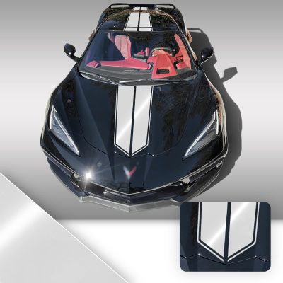 Full Body Race Stripes Graphic Overlay Pre Cut Vinyl Decal Compatible with Chevrolet Corvette C8 2020 2021 - Gloss White