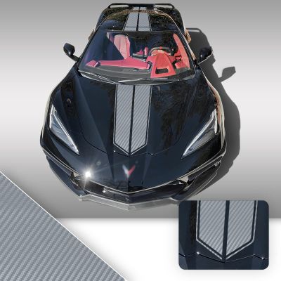 Gomu Full Body Race Stripes Graphic Overlay Pre Cut Vinyl Decal Compatible with Chevrolet Corvette C8 2020 2021 - Carbon Fiber Silver