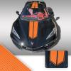 Full Body Race Stripes Graphic Overlay Pre Cut Vinyl Decal Compatible with Chevrolet Corvette C8 2020 2021 - Carbon Fiber Orange view 1