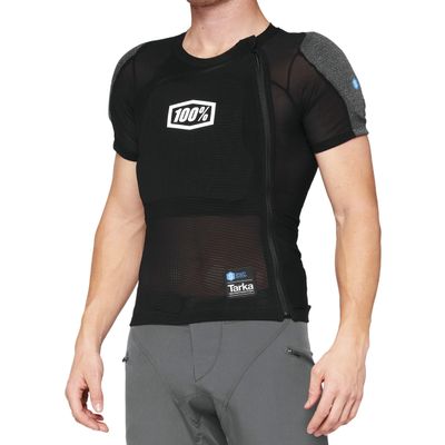 100% TARKA Short Sleeve - Sportswear Bike Undershirt with Smartshock Back - Bike Riding Undershirt - Armor Shirt for Motorcycle, Dirt Bike, Mountain Bike & Motocross - Black, X-Large