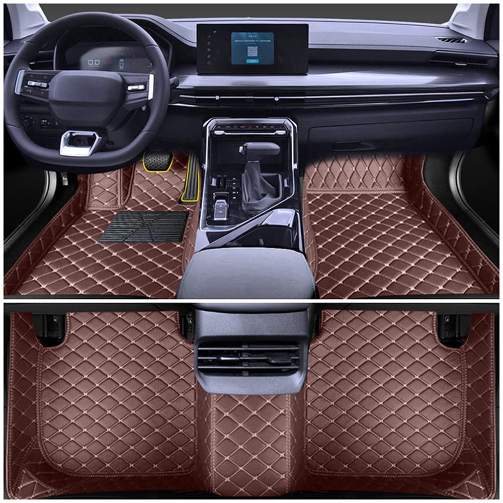 Chstarina Leather Car Floor Mats for Tacoma Double Cab 2000-2010 Front Rear Full Coverage Liner/Set (Coffee Color)