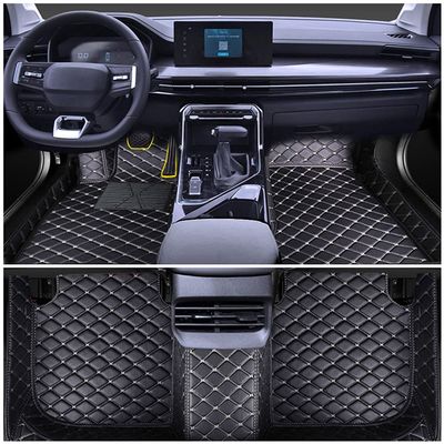 Chstarina Leather Car Floor Mats for F-150 52015-2019 Front Rear Full Coverage Liner/Set (Black Beige)