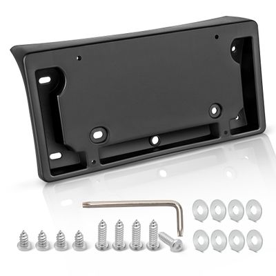RED WOLF Front License Plate Bracket for 2017-2023 Tesla Model 3 Series Mount on Front Bumper Drill Holes Required License Plate Holder Tag Cover Kit Included Screws Washers Wrench Black