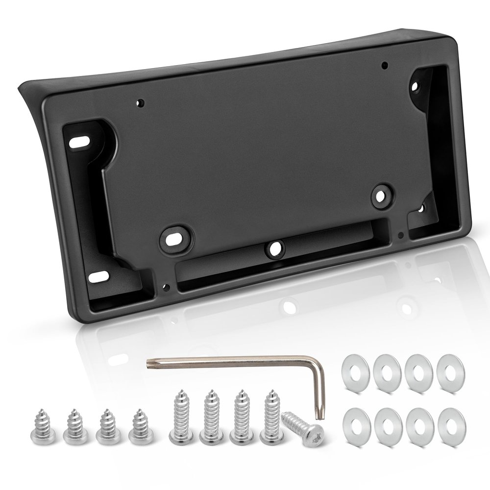 RED WOLF Front License Plate Bracket for 2017-2023 Tesla Model 3 Series Mount on Front Bumper Drill Holes Required License Plate Holder Tag Cover Kit Included Screws Washers Wrench Black