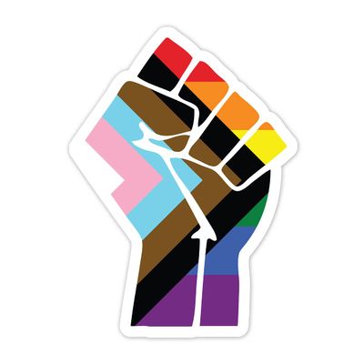Applicable Pun Progress Pride Flag Resist Fist BLM LGBTQ POC Flag- Vinyl Decal Sticker 4 inch