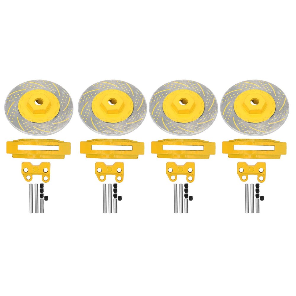 VGEBY RC Brake Disc, 4Pcs RC Metal Simulation Brake Discs Fit for 1/10 RC Car Parts(Yellow) Car Model Accessory