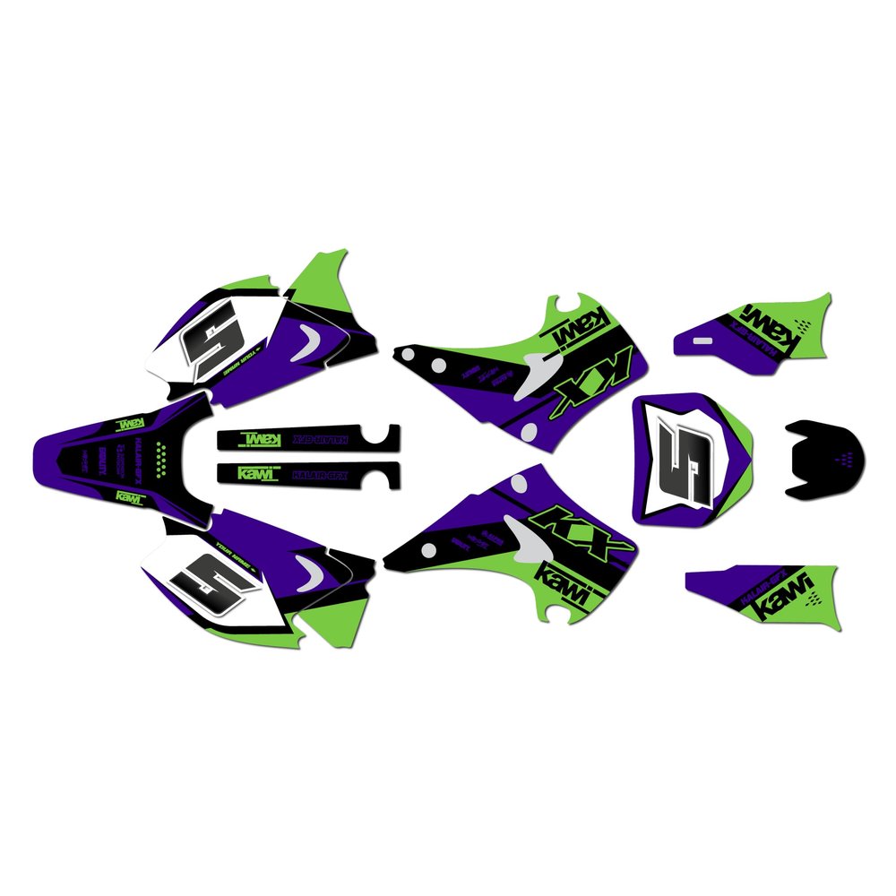 Kalair GFX Graphics Kit for Kawasaki KX125 2003-08 and KX250 2003-08 Venom Series White 21 Mil - Pro Edition - Dirt Pit Bike Motorcycle Sticker, Dirtbike Racing Decal Motocross no-Plastics
