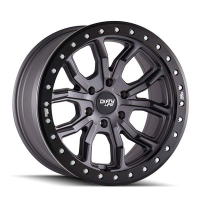 Dirty Life 9303-7973MGT12 17 Dt-1 9303 Matte Gunmetal W/Simulated Ring 17X9 5-127 -12mm 78.1MM (One Wheel)
