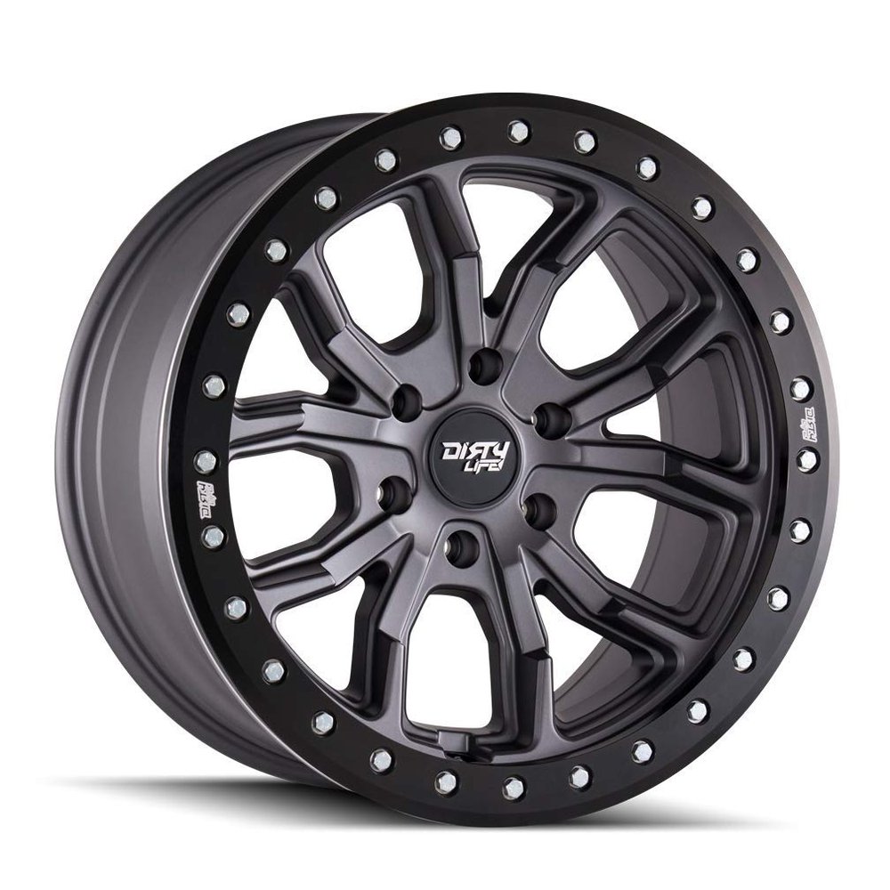 Dirty Life 9303-7973MGT12 17 Dt-1 9303 Matte Gunmetal W/Simulated Ring 17X9 5-127 -12mm 78.1MM (One Wheel)
